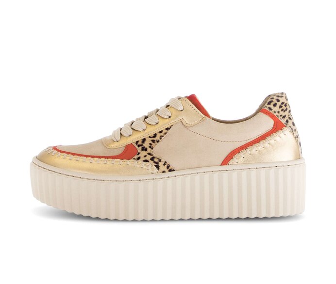 Gabor Damen Sneaker Low Beige - Materialmix Leder