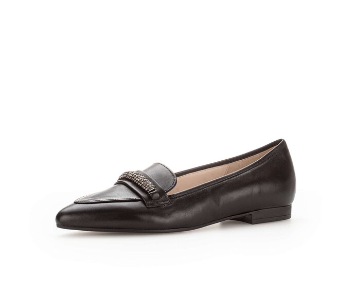 Gabor Damen  Eleganter Ballerina Schwarz - Glattleder