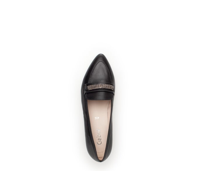 Gabor Damen  Eleganter Ballerina Schwarz - Glattleder