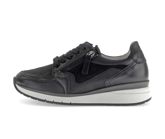 Gabor Damen Sneaker Low Schwarz - Materialmix Leder/Lederimitat