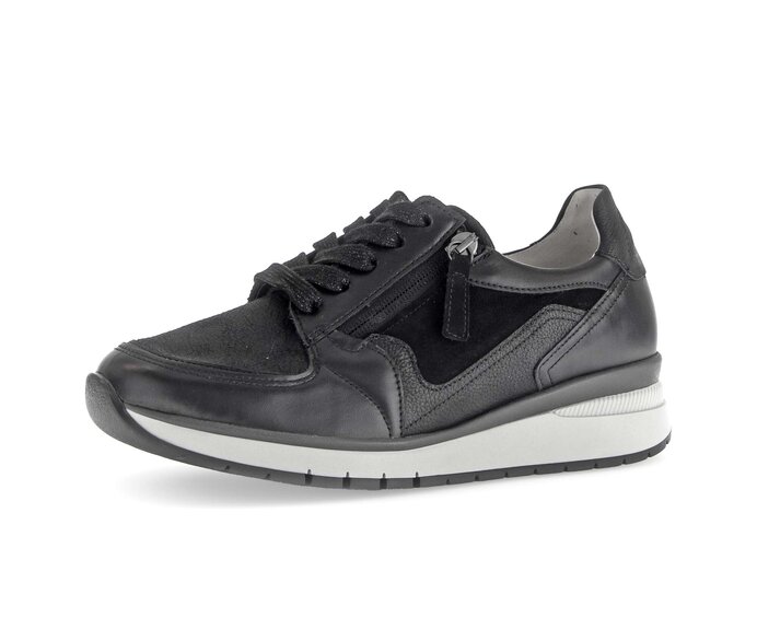 Gabor Damen  Sneaker Low Schwarz - Materialmix Leder/Lederimitat