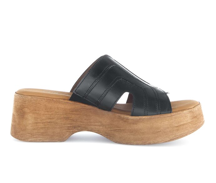 Gabor Damen  Plateau Sandale Schwarz - Glattleder