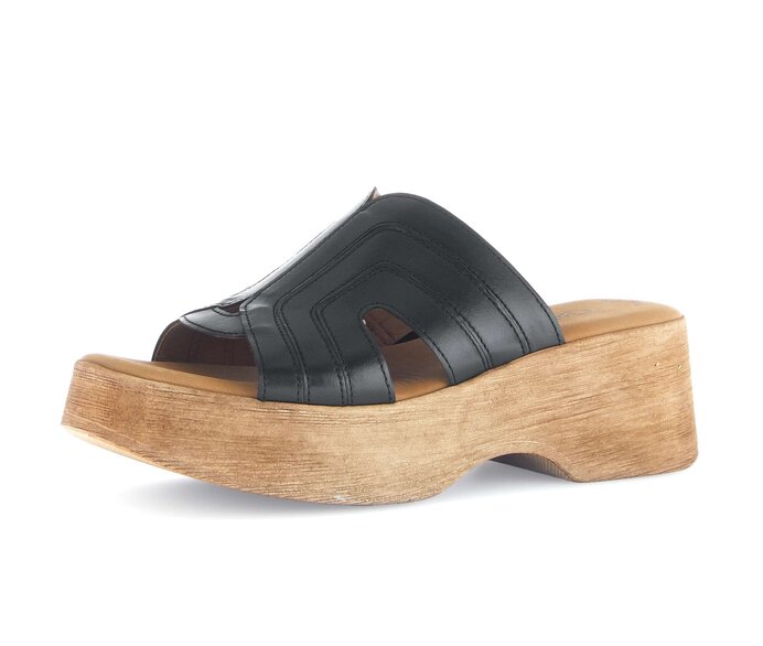 Gabor Damen  Plateau Sandale Schwarz - Glattleder