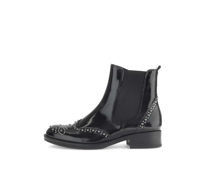 Gabor Damen Chelsea Boot Schwarz - Lackleder