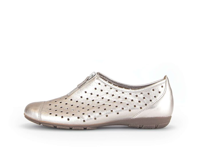 Gabor Damen Sportliche Ballerina Gold - Effektleder