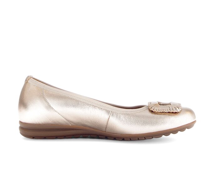 Gabor Damen  Sportliche Ballerina Gold - Effektleder