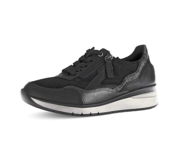 Gabor Damen  Sneaker Low Schwarz - Materialmix Leder/Lederimitat