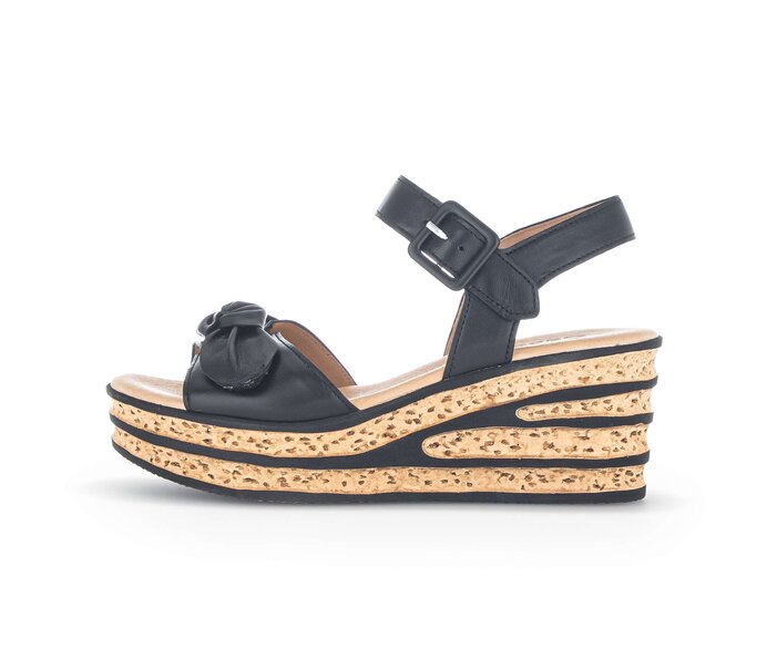 Gabor Damen Keilsandalette Schwarz - Glattleder