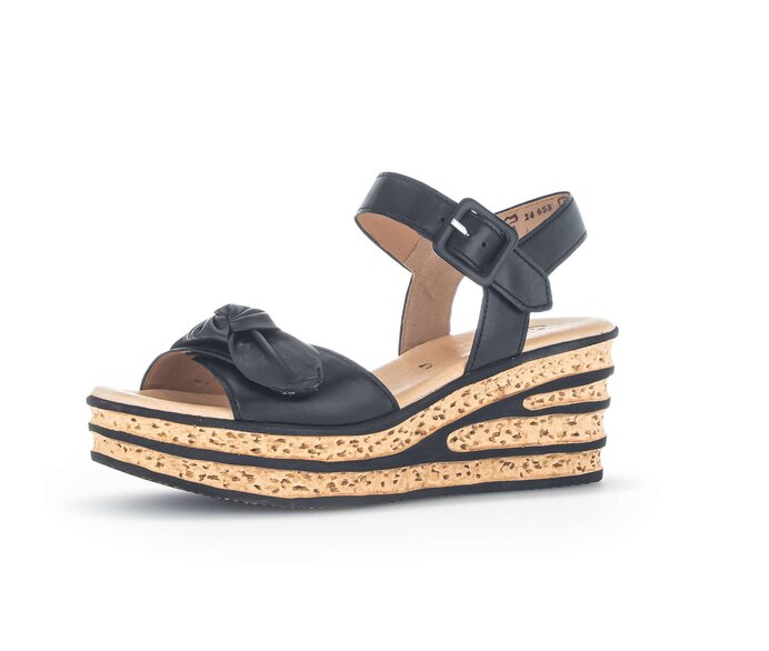 Gabor Damen  Keilsandalette Schwarz - Glattleder