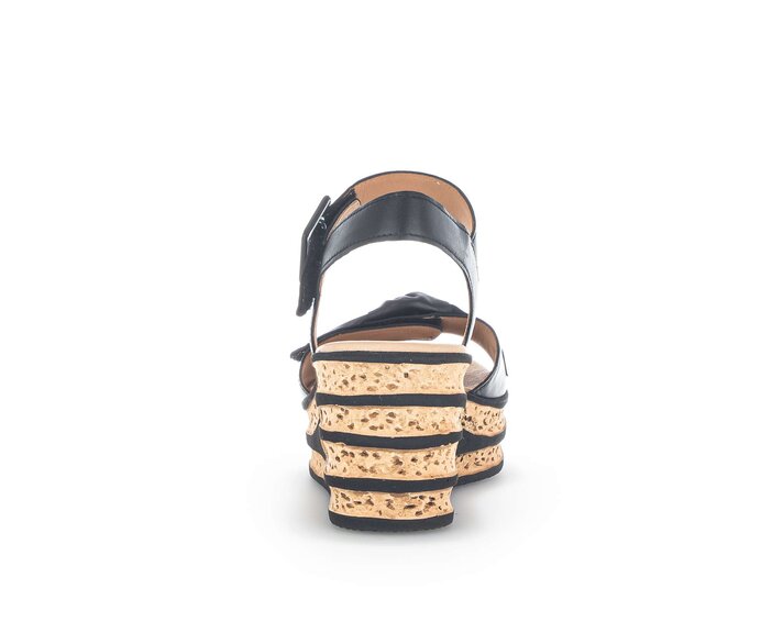Gabor Damen  Keilsandalette Schwarz - Glattleder