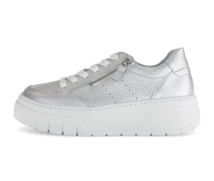 Gabor Damen Sneaker Low Silber - Glattleder