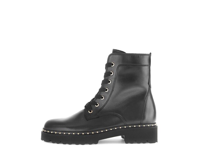 Gabor Damen Schnürstiefelette Schwarz - Glattleder
