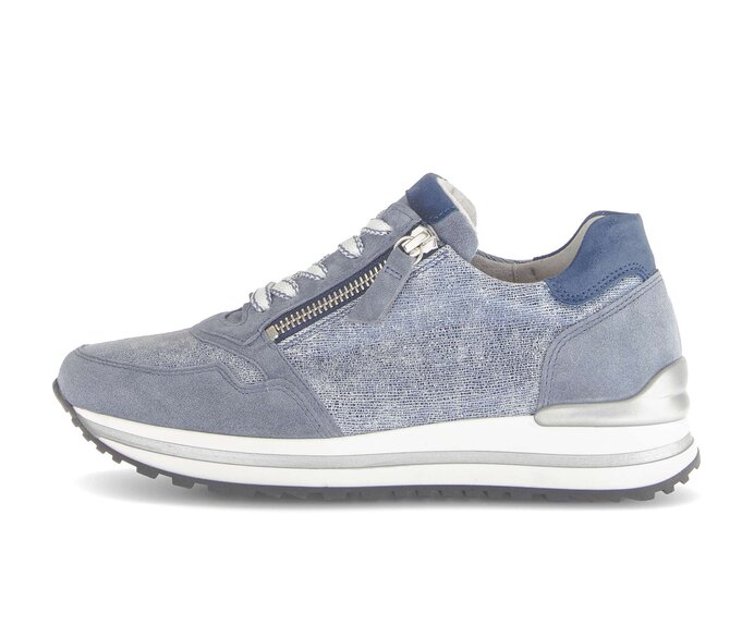 Gabor Damen Sneaker Low Blau - Materialmix Leder