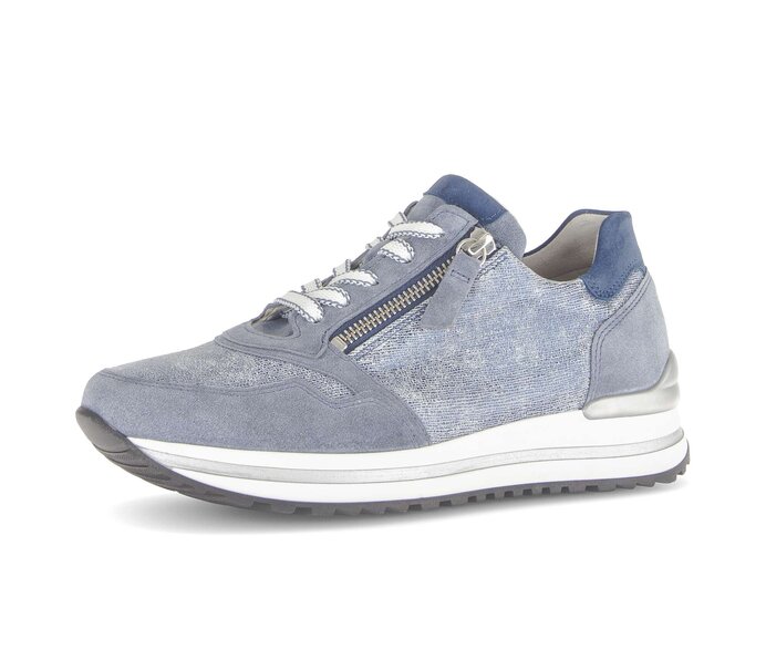 Gabor Damen  Sneaker Low Blau - Materialmix Leder