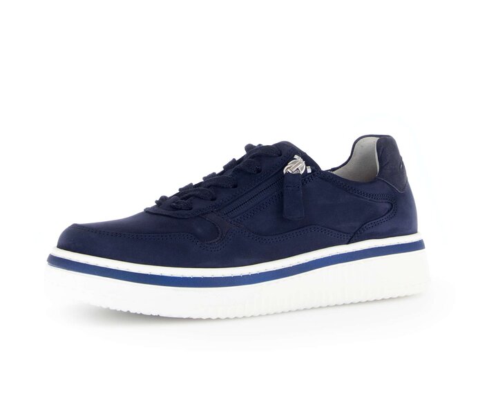 Gabor Damen  Sneaker Low Blau - Materialmix Leder