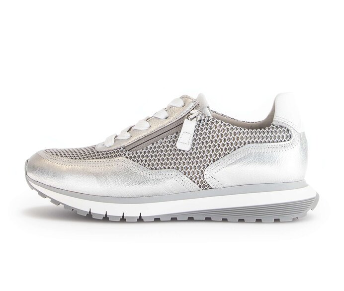 Gabor Damen Sneaker Low Silber - Materialmix Leder/Lederimitat