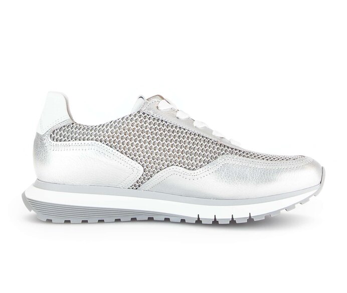 Gabor Damen  Sneaker Low Silber - Materialmix Leder/Lederimitat