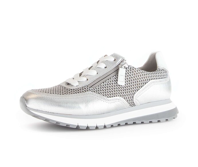 Gabor Damen  Sneaker Low Silber - Materialmix Leder/Lederimitat