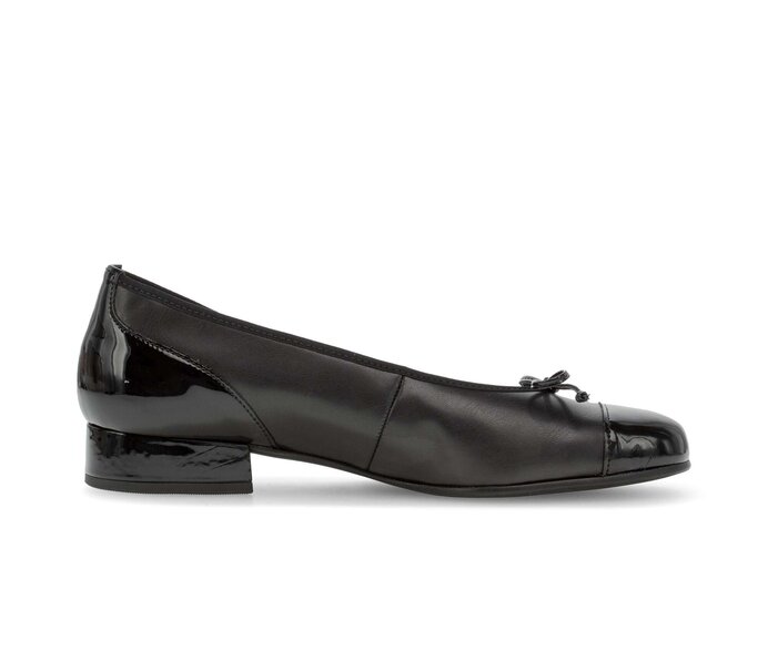 Gabor Damen  Eleganter Ballerina Schwarz - Materialmix Lederimitat