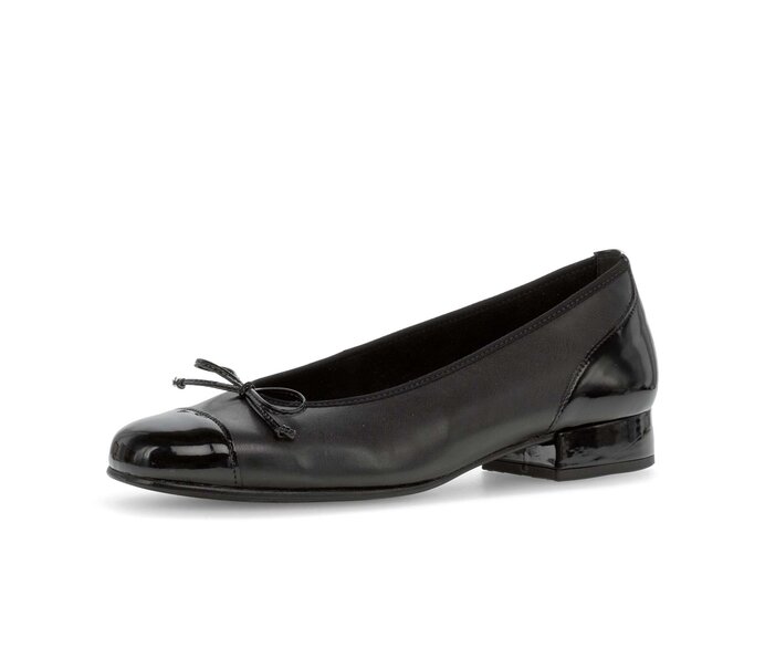 Gabor Damen  Eleganter Ballerina Schwarz - Materialmix Lederimitat