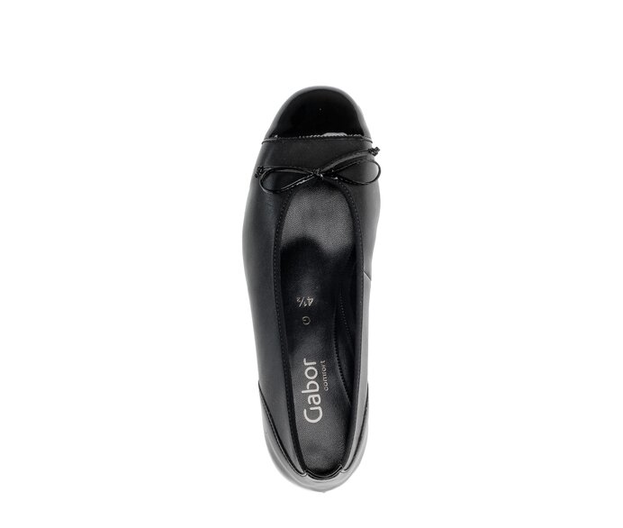 Gabor Damen  Eleganter Ballerina Schwarz - Materialmix Lederimitat