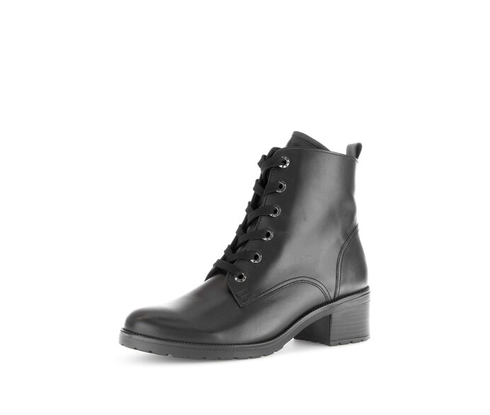 Gabor Damen  Schnürstiefelette Schwarz - Glattleder