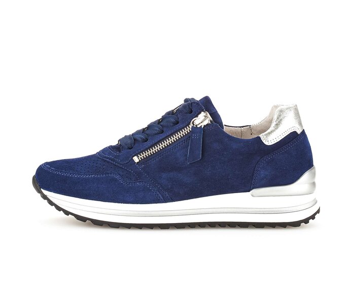 Gabor Damen Sneaker Low Blau - Materialmix Leder