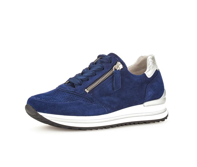Gabor Damen  Sneaker Low Blau - Materialmix Leder