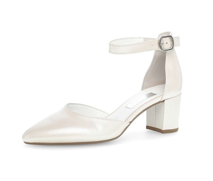 Gabor Damen  Spangenpumps Weiß - Glattleder