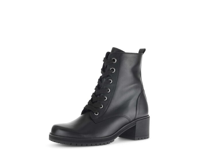 Gabor Damen  Schnürstiefelette Schwarz - Glattleder