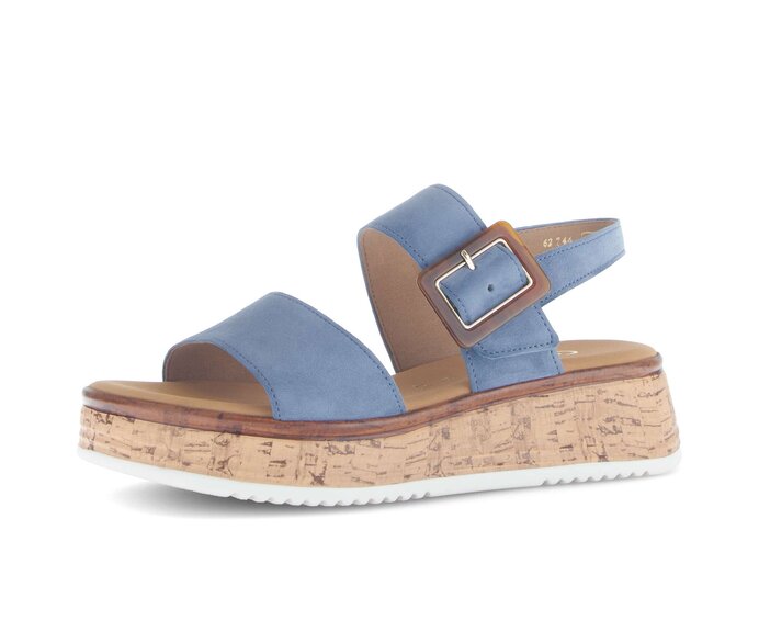Gabor Damen  Plateau Sandale Blau - Rauleder