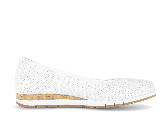 Gabor Damen  Sportliche Ballerina Weiß - Effektleder