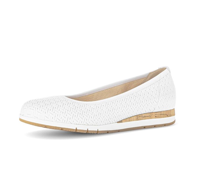 Gabor Damen  Sportliche Ballerina Weiß - Effektleder