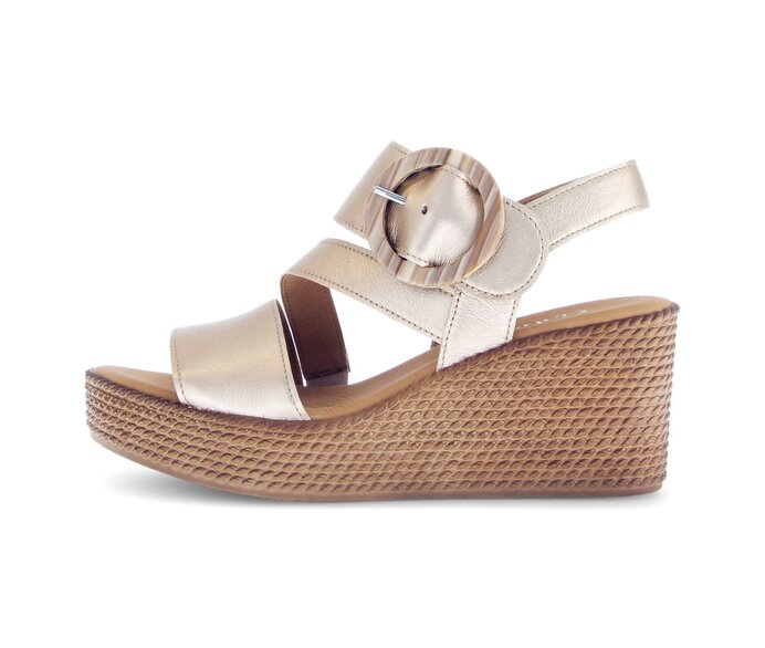 Gabor Damen Keilsandalette Gold - Effektleder