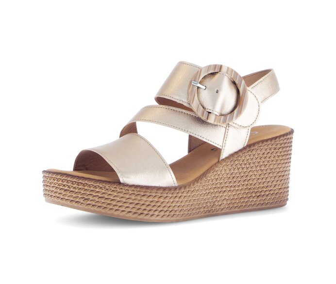 Gabor Damen  Keilsandalette Gold - Effektleder