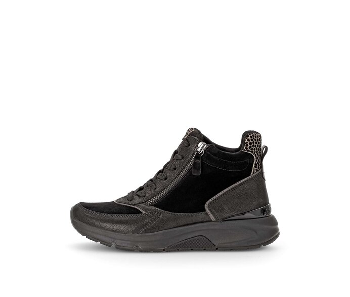 Gabor Damen Sportliche Stiefelette Schwarz - Materialmix Leder