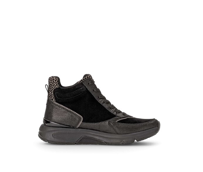 Gabor Damen  Sportliche Stiefelette Schwarz - Materialmix Leder