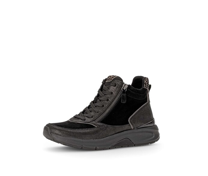 Gabor Damen  Sportliche Stiefelette Schwarz - Materialmix Leder