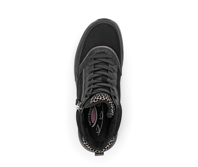 Gabor Damen  Sportliche Stiefelette Schwarz - Materialmix Leder