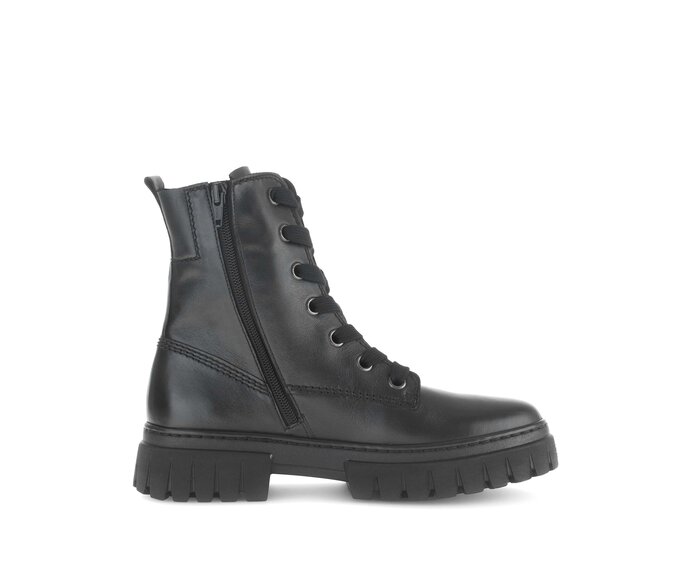 Gabor Damen  Schnürstiefelette Schwarz - Glattleder