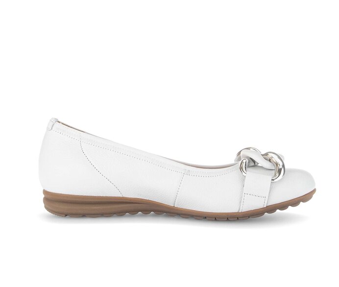 Gabor Damen  Sportliche Ballerina Weiß - Glattleder