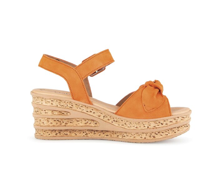 Gabor Damen  Keilsandalette Orange - Rauleder