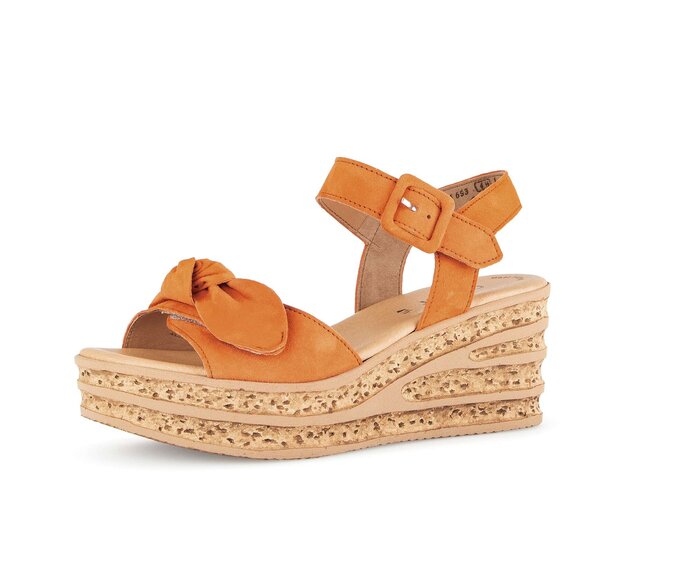 Gabor Damen  Keilsandalette Orange - Rauleder