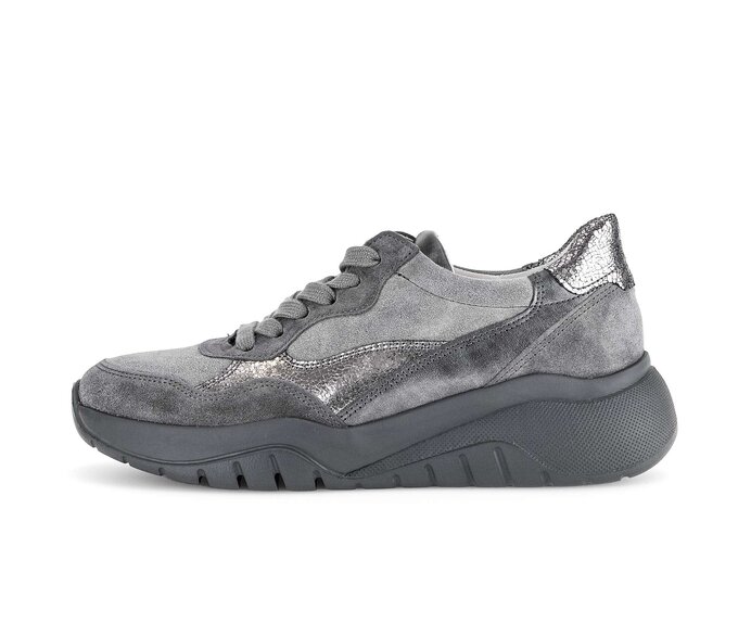 Gabor Damen Sneaker Low Grau - Materialmix Leder/Lederimitat