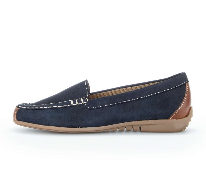Gabor Damen Mokassin Blau - Materialmix Leder