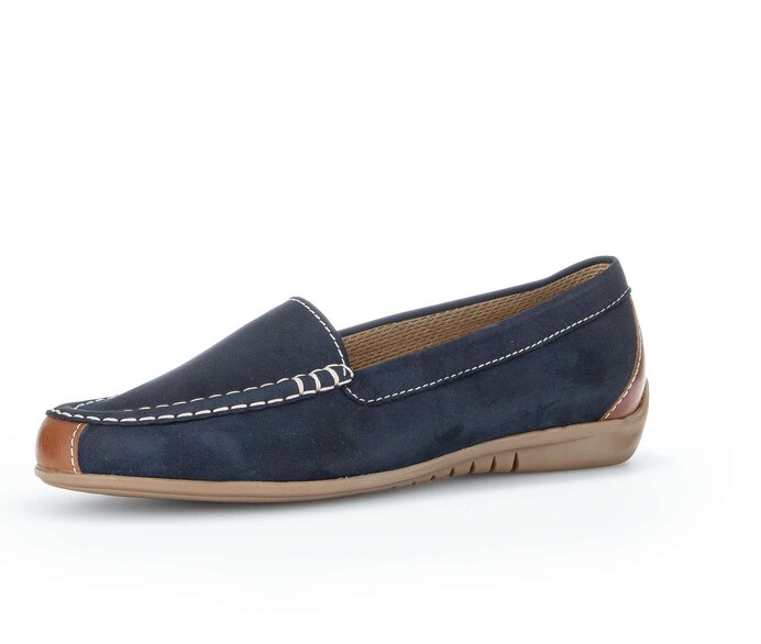 Gabor Damen  Mokassin Blau - Materialmix Leder
