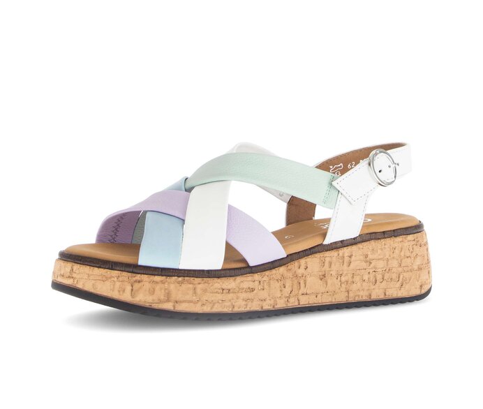Gabor Damen  Plateau Sandale Multicolour - Materialmix Leder