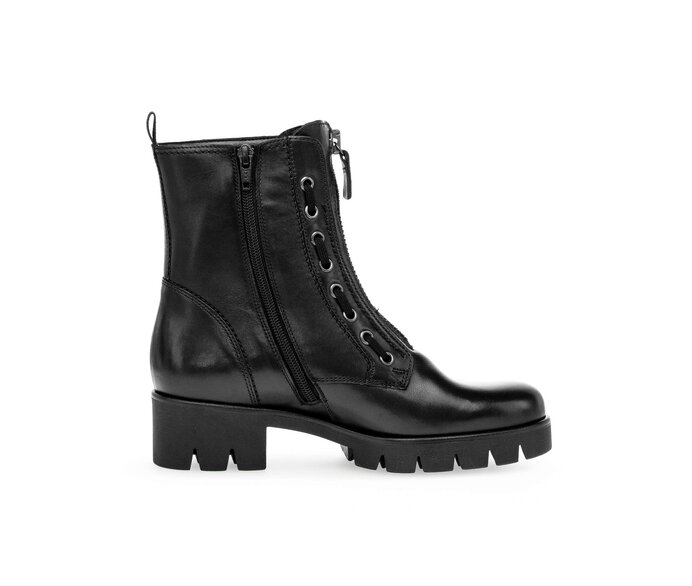 Gabor Damen  Schnürstiefelette Schwarz - Glattleder