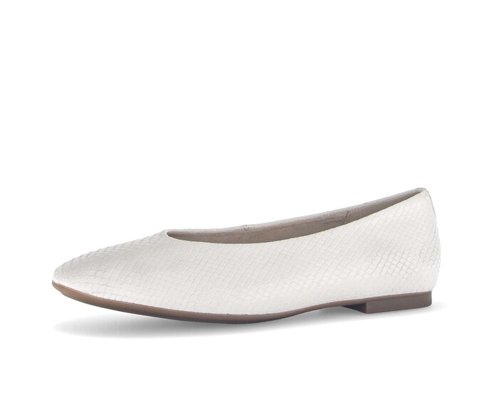 Gabor Damen  Eleganter Ballerina Creme - Leder Reptiloptik