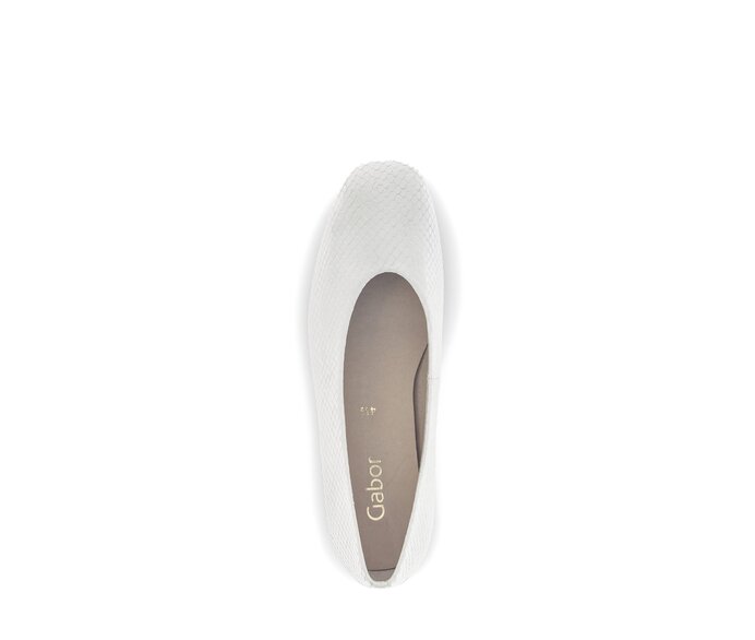 Gabor Damen  Eleganter Ballerina Creme - Leder Reptiloptik